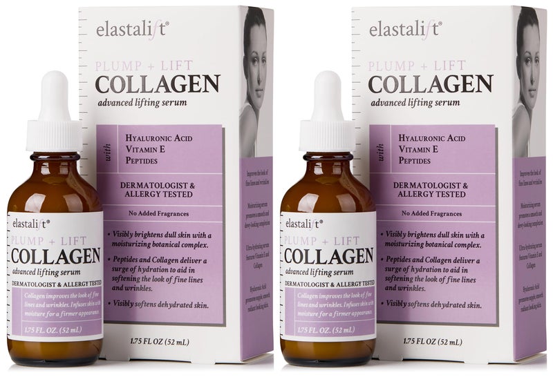 Elastalift Collagen Facial Serum Lifting, Plumping, Firming Collagen Serum For Face Improves Elasticity, Evens Skin Tone, Plumps, & Lifts Sagging Skin, Non-Greasy Wrinkle Serum, 1.75 Fl Oz, 2-Pack - Image 1